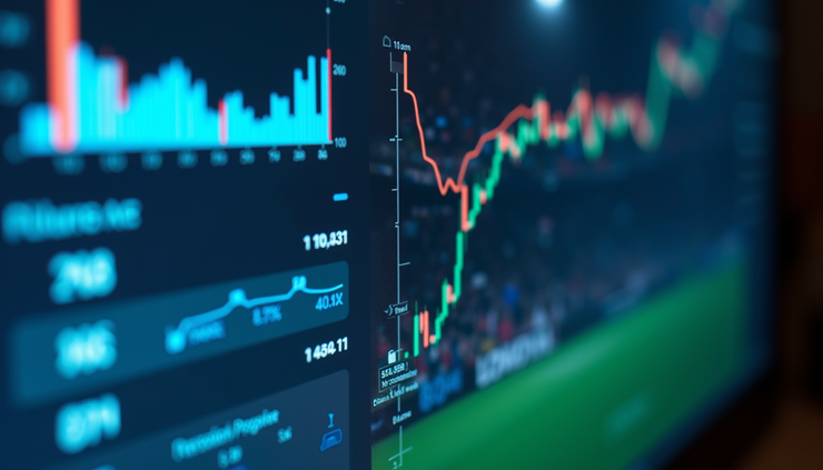 Tampilan dekat layar komputer dengan grafik statistik pertandingan sepak bola