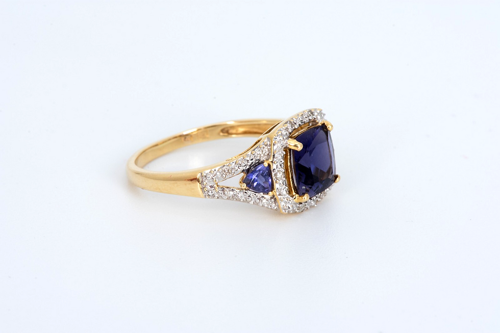 Thumbnail: 14kt Yellow Gold Iolite / Cordierite Color Shifting Ring