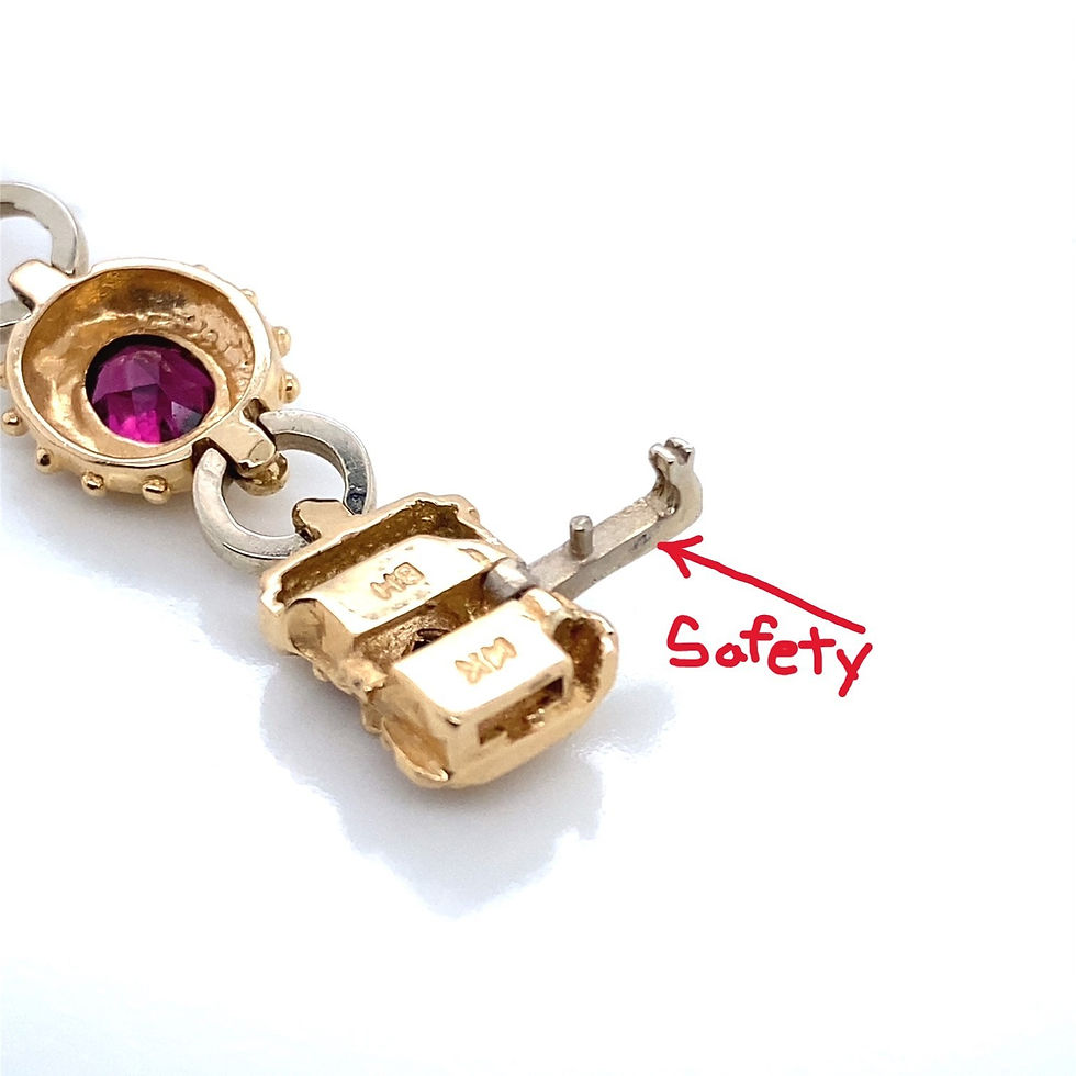 Thumbnail: Byzantine / Etruscan style 14k YG bracelet with Pink & Green Tourmaline