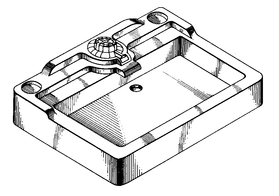 A 2D black and white patent drawing of a bathroom sink.