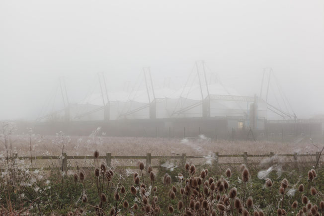 Foggy evening at the Schlumberger Institute, Cambridge