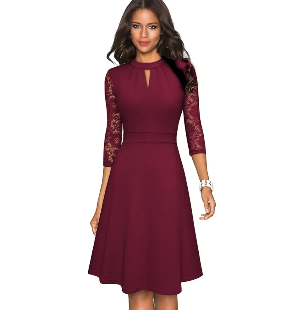 Miniatura: Stand-Up Collar A-Line Swing Dress