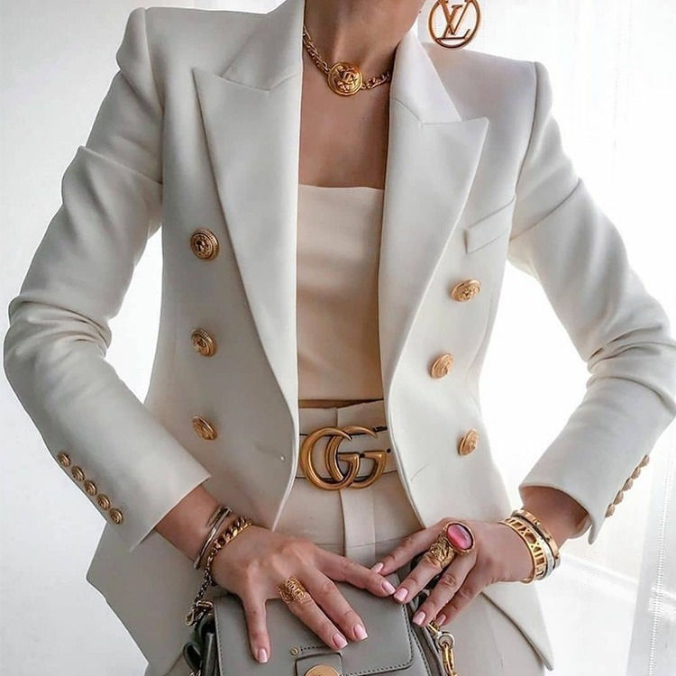 Thumbnail: Button Ladies Blazer Woman Work Suit Women's Jacket Office Lady Formal Women