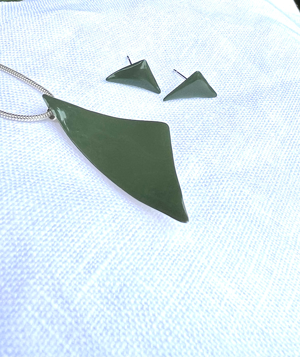 Thumbnail: ‘Drift’ Pendant (Medium) - in Olive Green