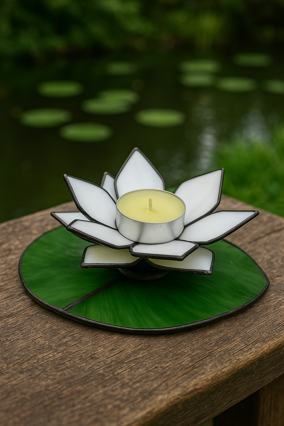 Küçük resim: Lotus Temalı Vitray Mumluk