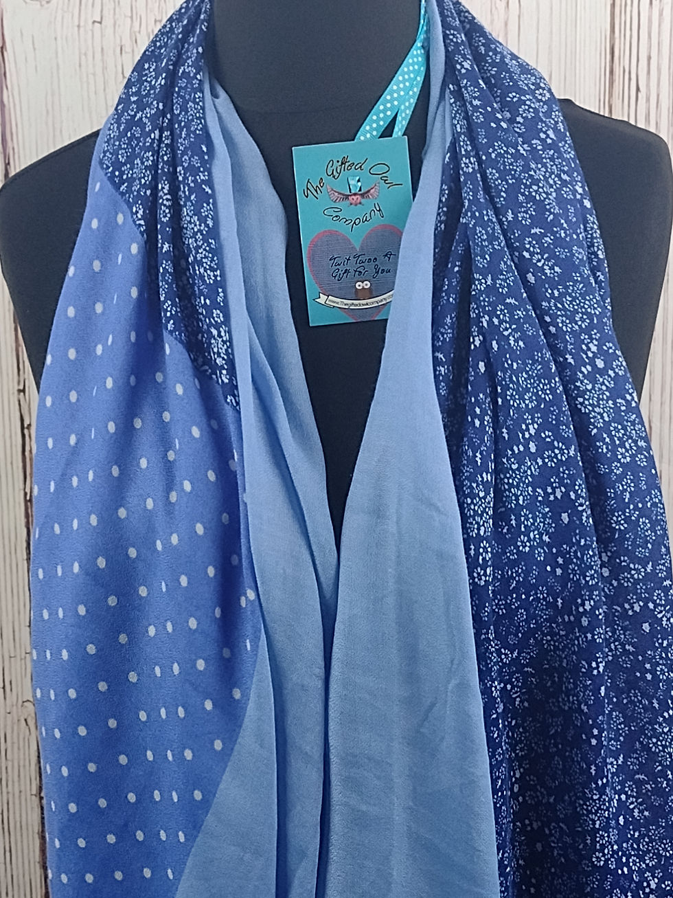 Thumbnail: WOMEN'S DITSY FLOWER & SPOT SCARF – BLUE GIFT WRAP /BOX
