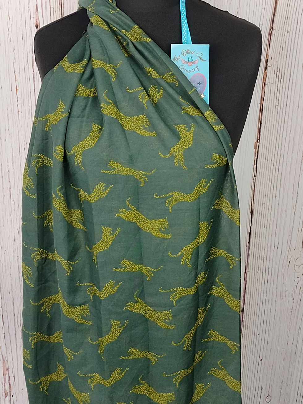 Thumbnail: WOMEN'S LEAPING LEOPARDS SCARF - GREY GIFT WRAP/BOX
