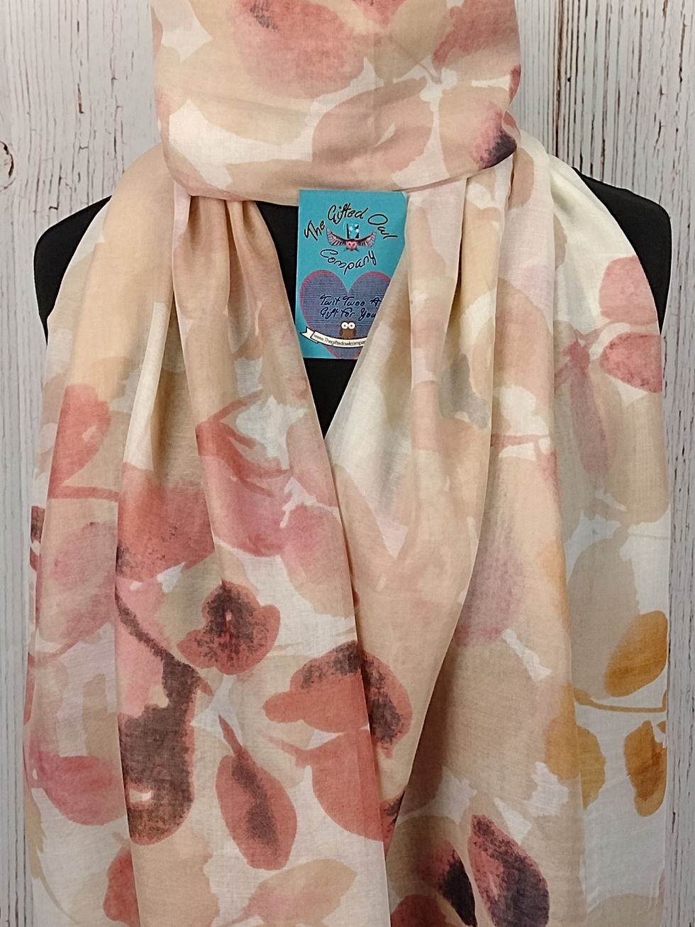 Thumbnail: WOMEN'S BLOSSOM LEAVES SCARF – CREAM GIFT WRAP /BOX