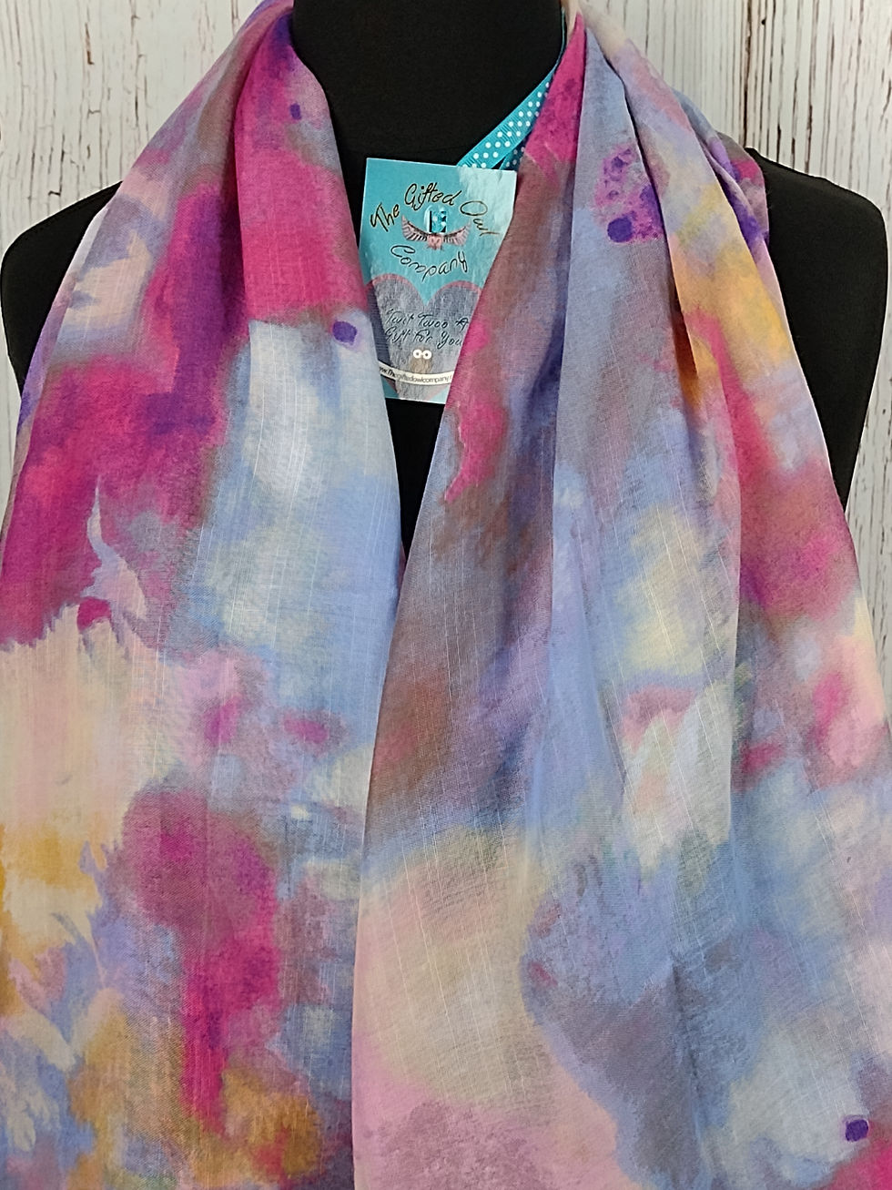 Thumbnail: WOMEN'S OIL ON WATER TIE DYE SCARF - PURPLE GIFT WRAP/BOX