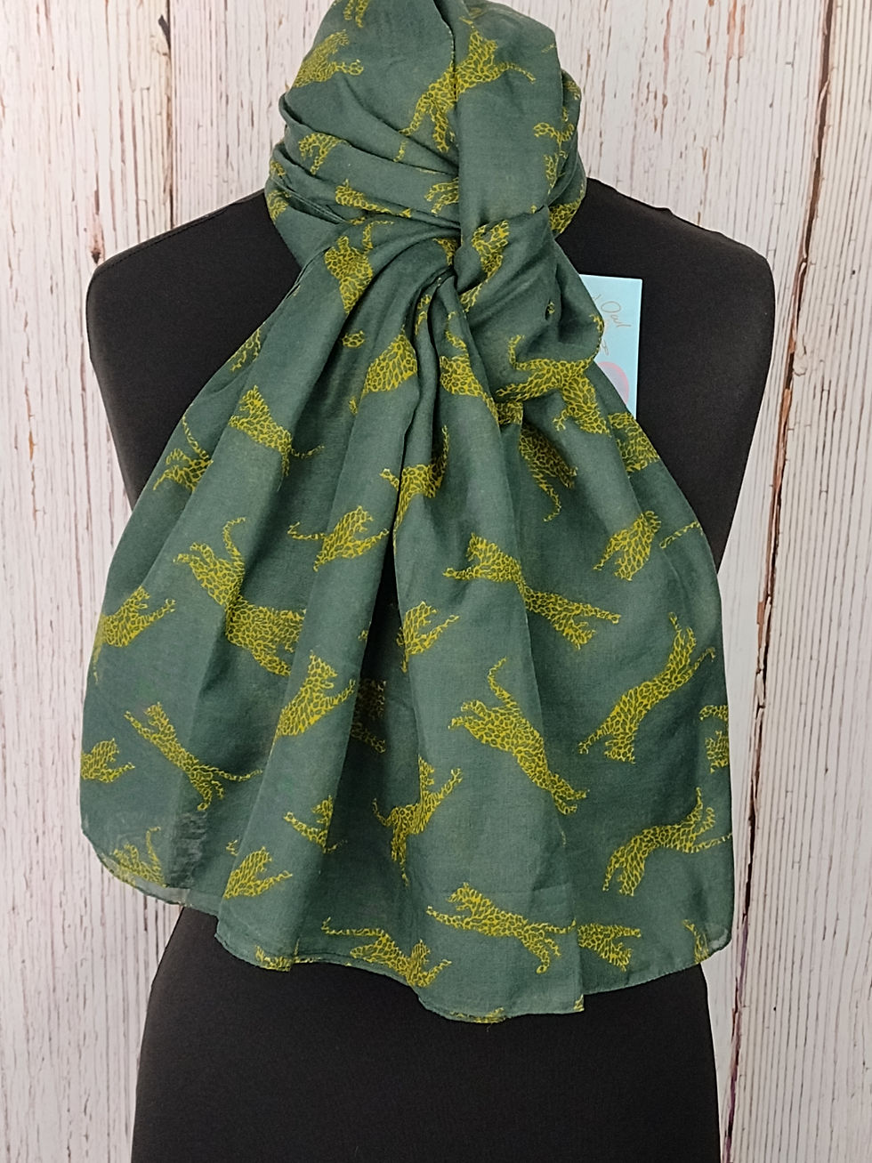 Thumbnail: WOMEN'S LEAPING LEOPARDS SCARF - GREY GIFT WRAP/BOX