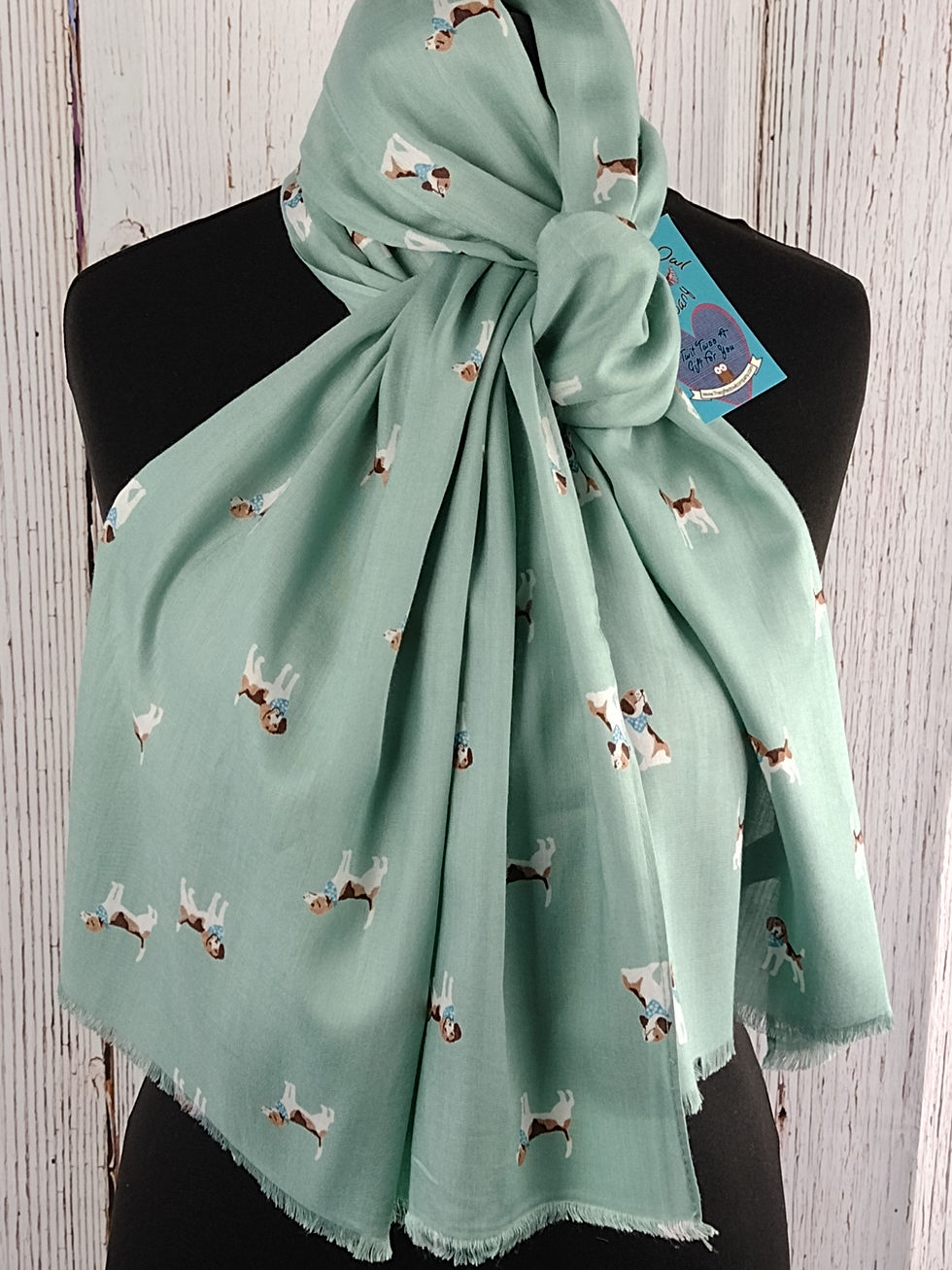 Thumbnail: WOMEN'S BERTIE BEAGLE DOG SCARF – DUCK EGG GIFT WRAP/BOX