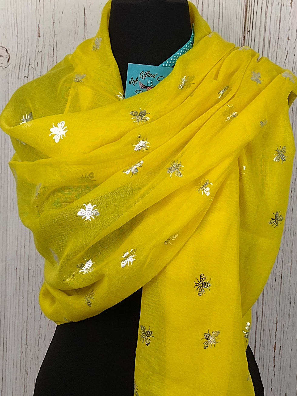 Thumbnail: WOMEN'S ROYAL QUEEN BEE SCARF - YELLOW & SILVER FOIL GIFT WRAP/BOX