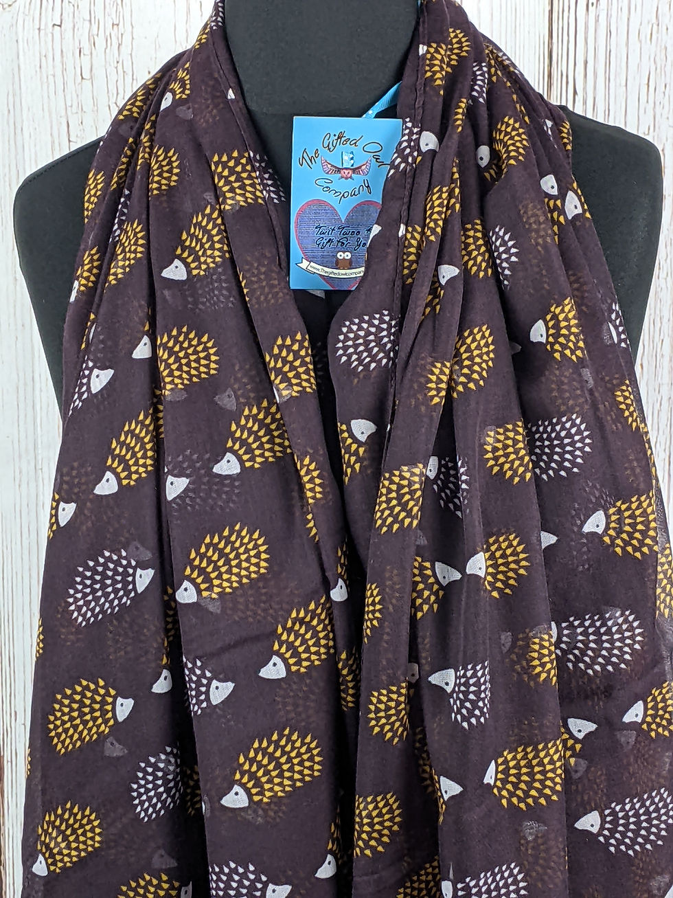 Thumbnail: WOMEN'S GARDEN HEDGEHOG SCARF - PURPLE GIFT WRAP / BOX