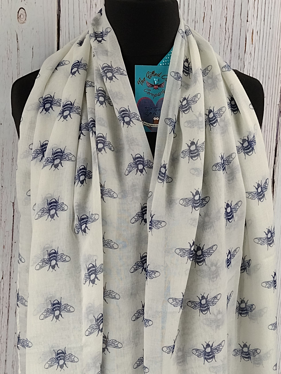 Thumbnail: WOMEN'S THE BEE'S KNEES SCARF -  WHITE & NAVY BLUE GIFT WRAP/BOX