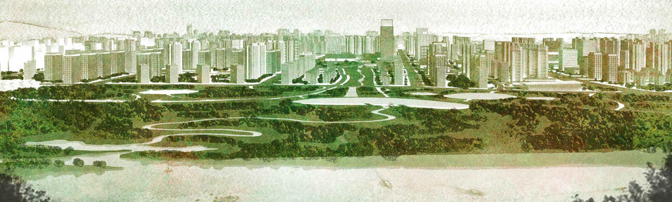 Concept Drawing
View from West across the Lake