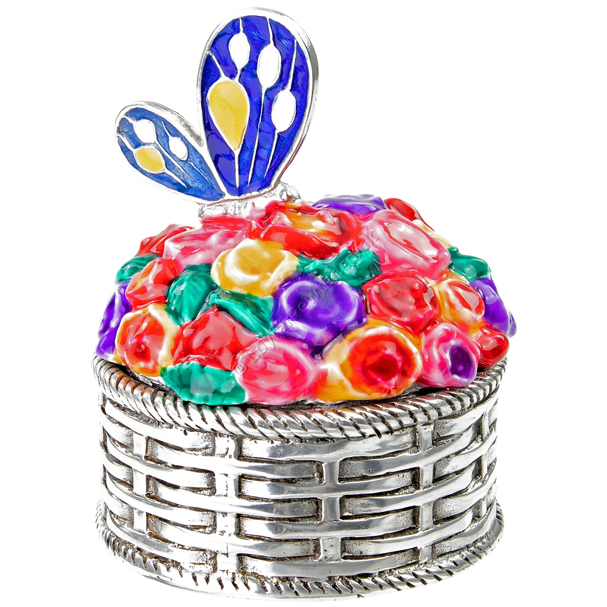 Trinket Box - Flower Basket with Butterfly