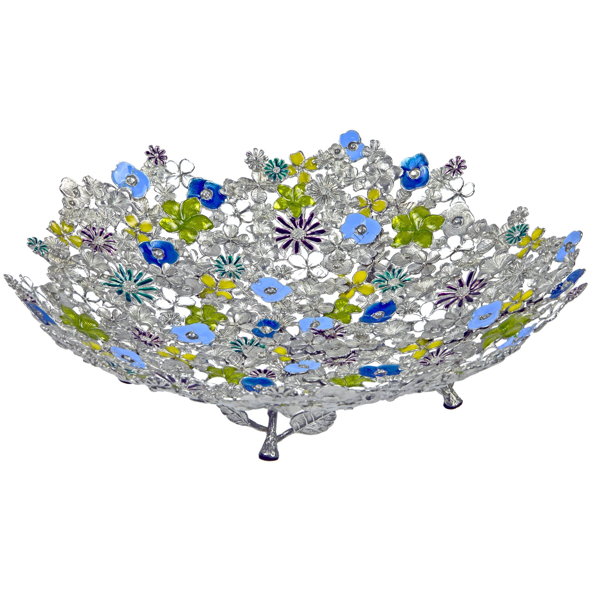 Bowl - Mixed Flowers, Medium, Green