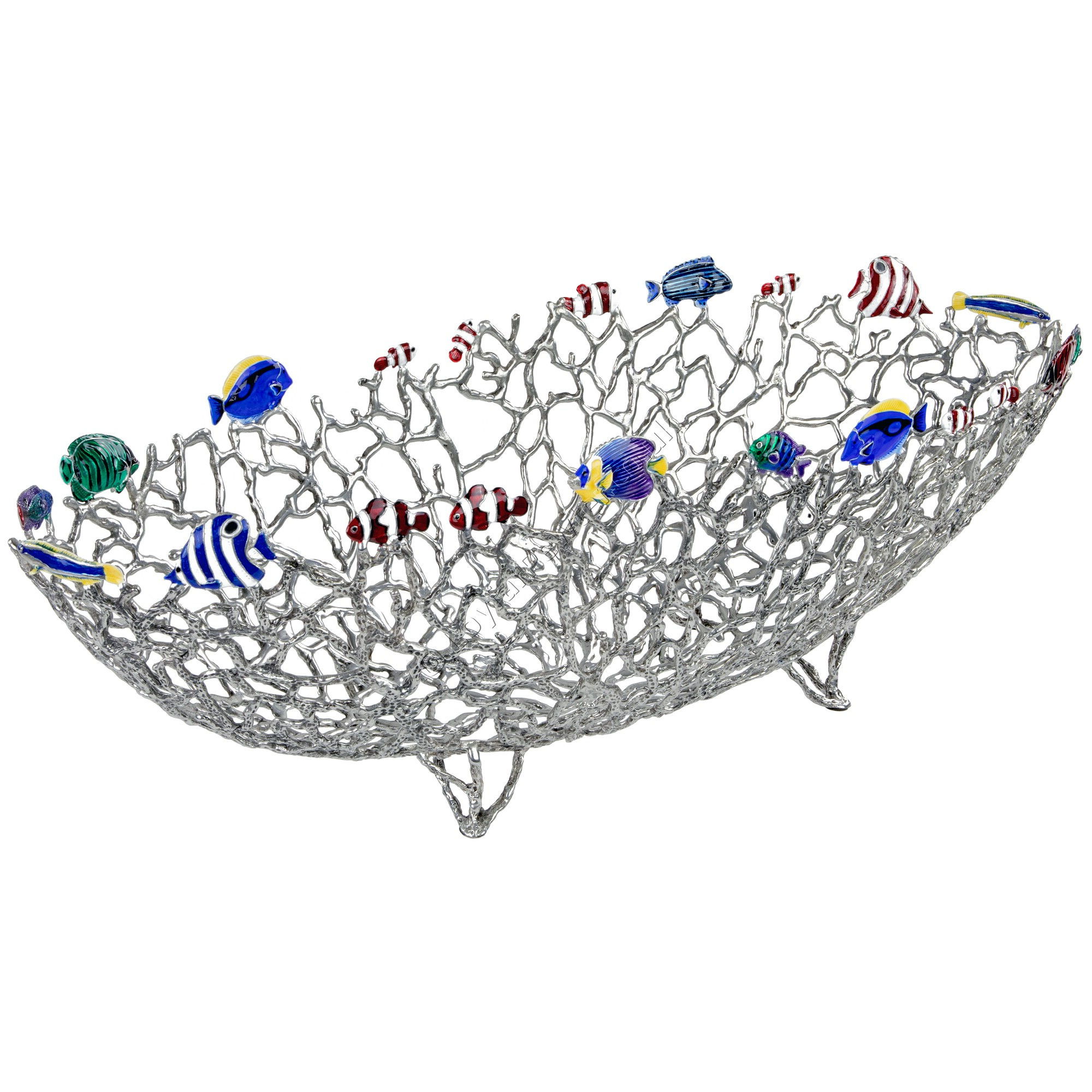 Objet D'Art - Coral Boat with Tropical Fish, Large