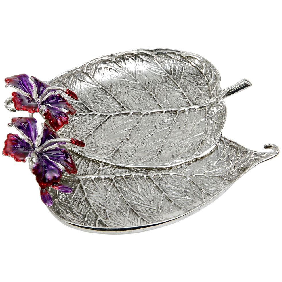 Thumbnail: Jewellery Tray - Bodhi Leaf with Hibiscus, Double