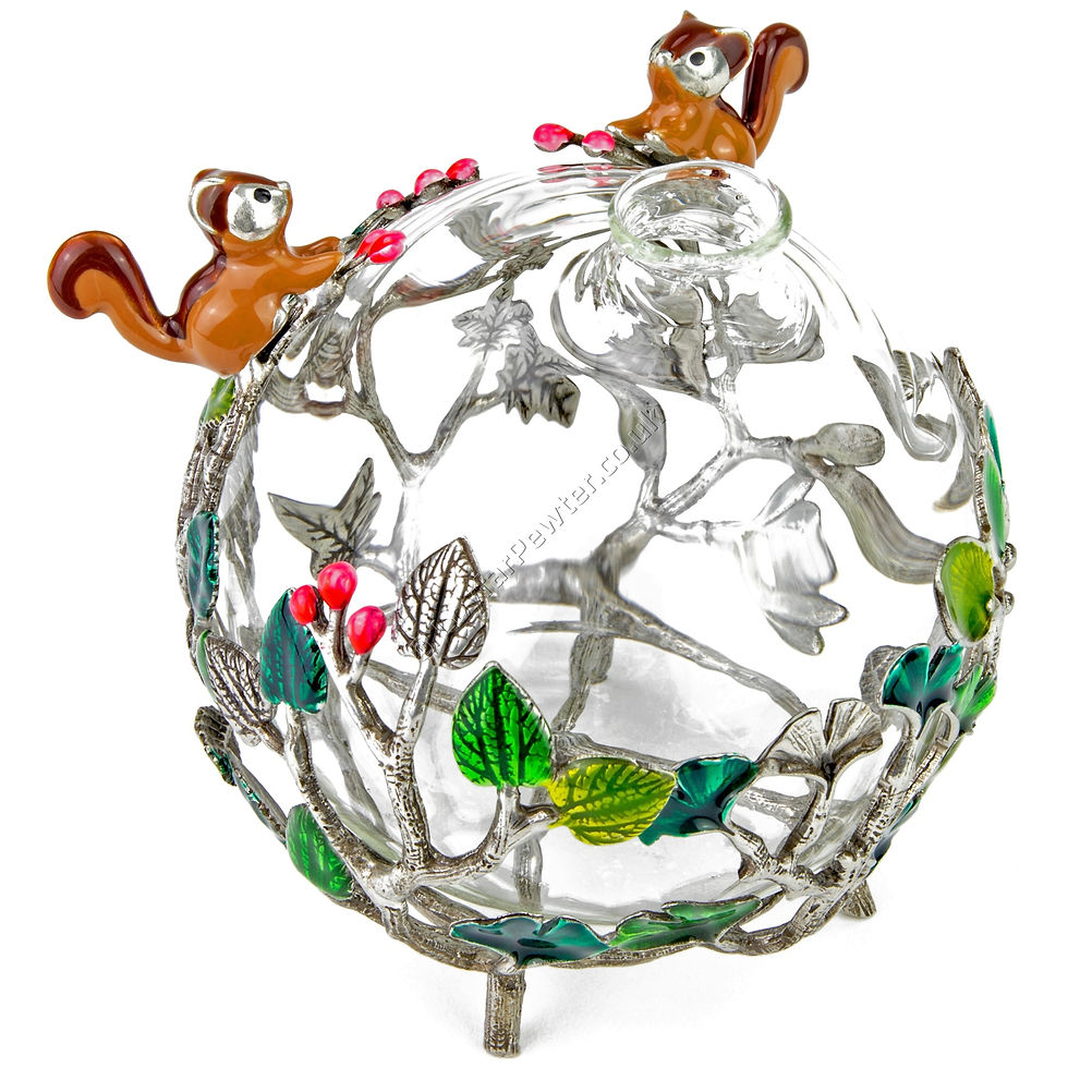 Thumbnail: Vase - Round, Glass with Two Squirrels