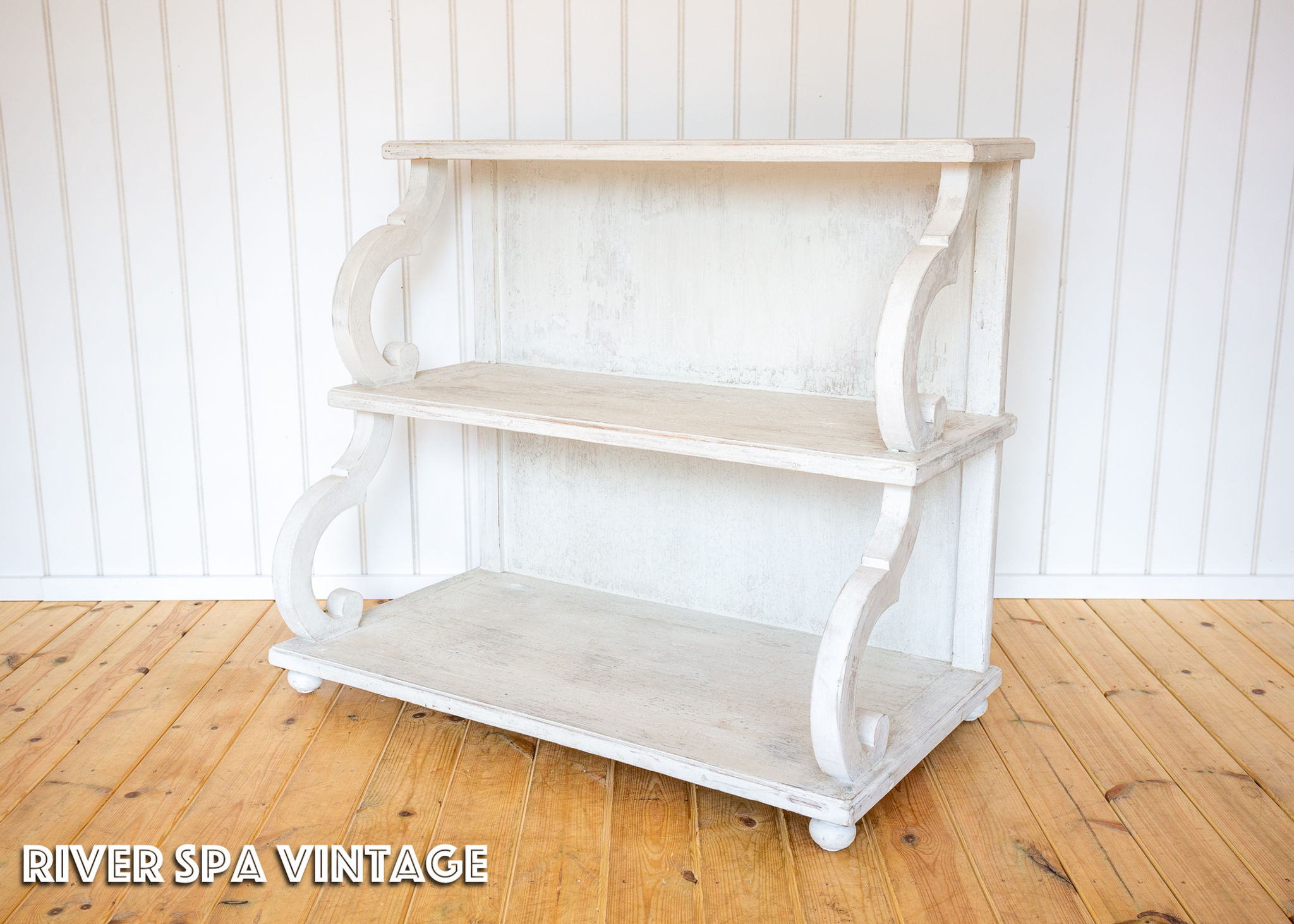 French Waterfall Shelving Unit Bookcase Display Media Stand 20C Regency Console