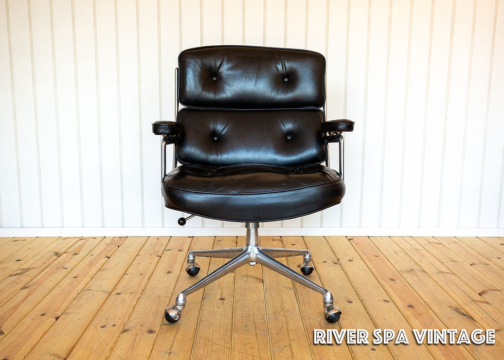 Thumbnail: 1960s Eames 3474 Time Life Executive Lobby Desk Chair Vitra ES104 Black Leather