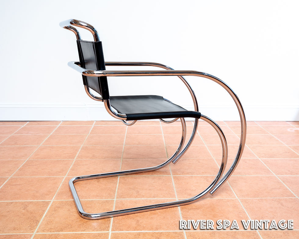 Thumbnail: MR20 Armchair Black Leather Chrome Cantilever Chair Bauhaus Mies Van Der Rohe