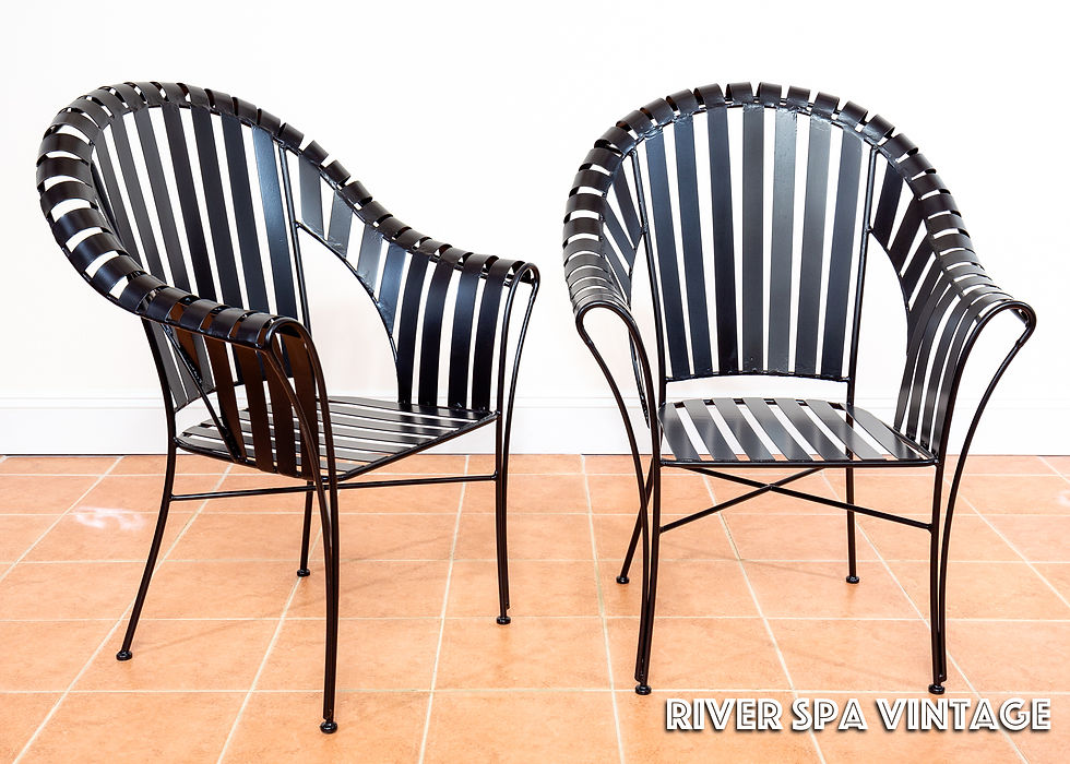 Thumbnail: 4 Modernist Iron Strap Garden Armchairs 1980s Salterini Style Brutalist MCM