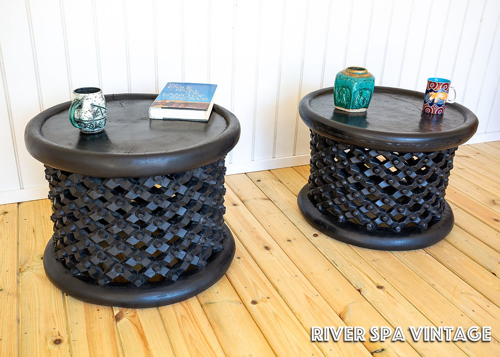 Thumbnail: Pair of African Coffee Tables Sculptural Organic Tribal Bamileke Black MCM 1950s