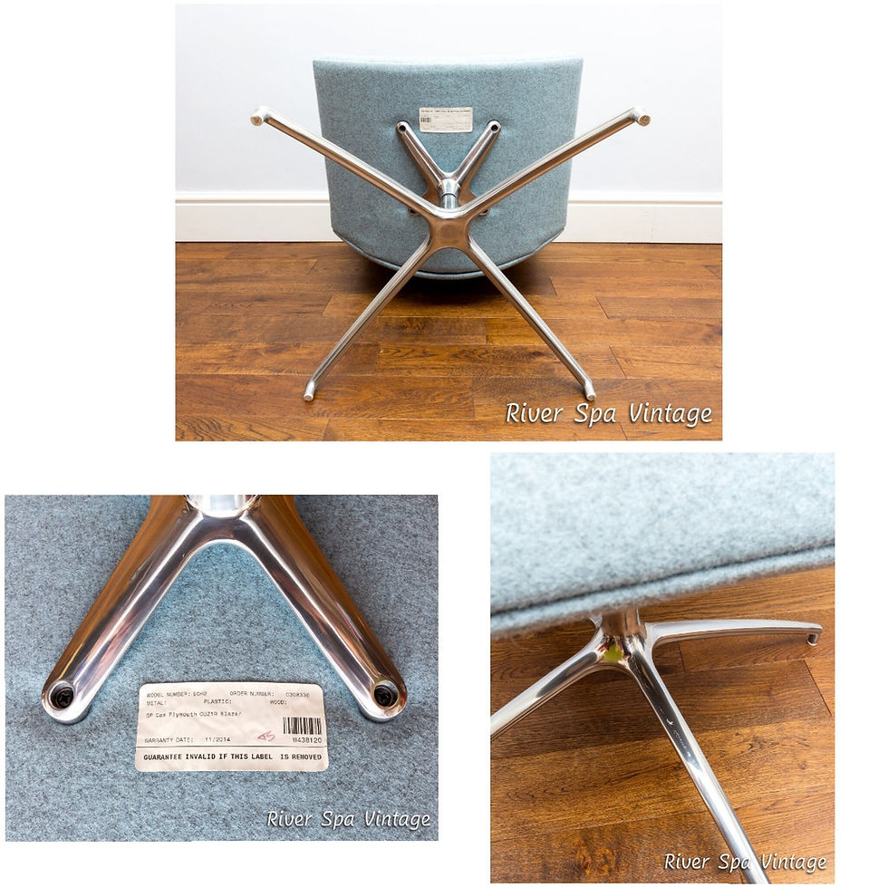 Thumbnail: Tweed Wool & Aluminium Swivel Office Easy Lounge Chair Verco Blue MCM Vintage