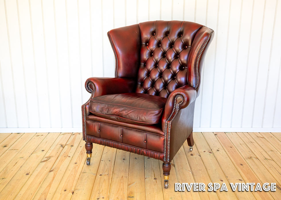 Thumbnail: Harrods Wingback Chesterfield Armchair Georgian Style Oxblood Red 1990s Fireside