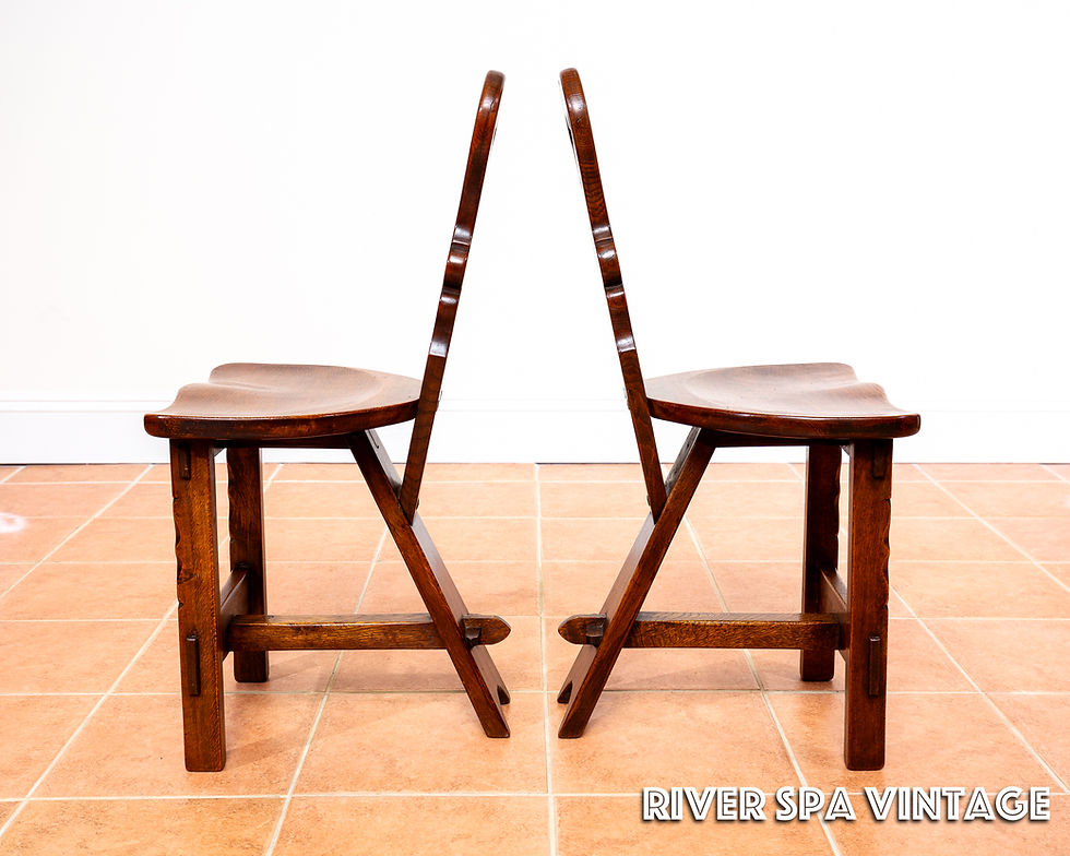 Thumbnail: Arts & Crafts Tiger Oak Chairs Hall Side Dining Pair Rupert Griffiths Craftsman