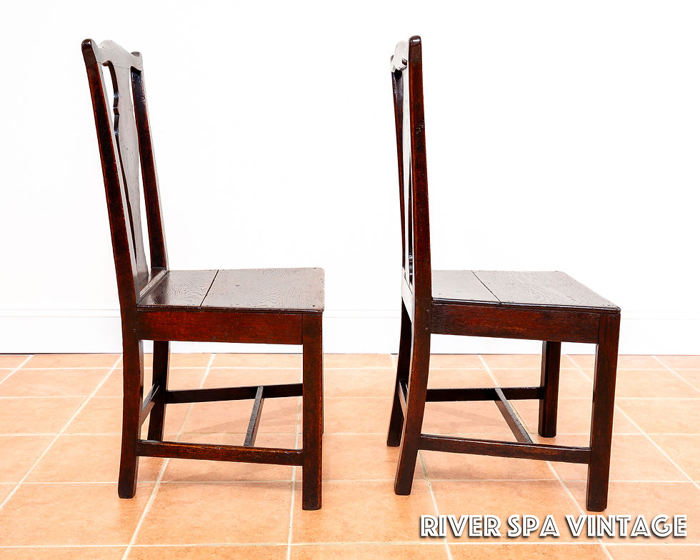 Thumbnail: Georgian Oak Country Chairs 1780 Vase Back Antique Welsh Pair Hall Dining Chairs