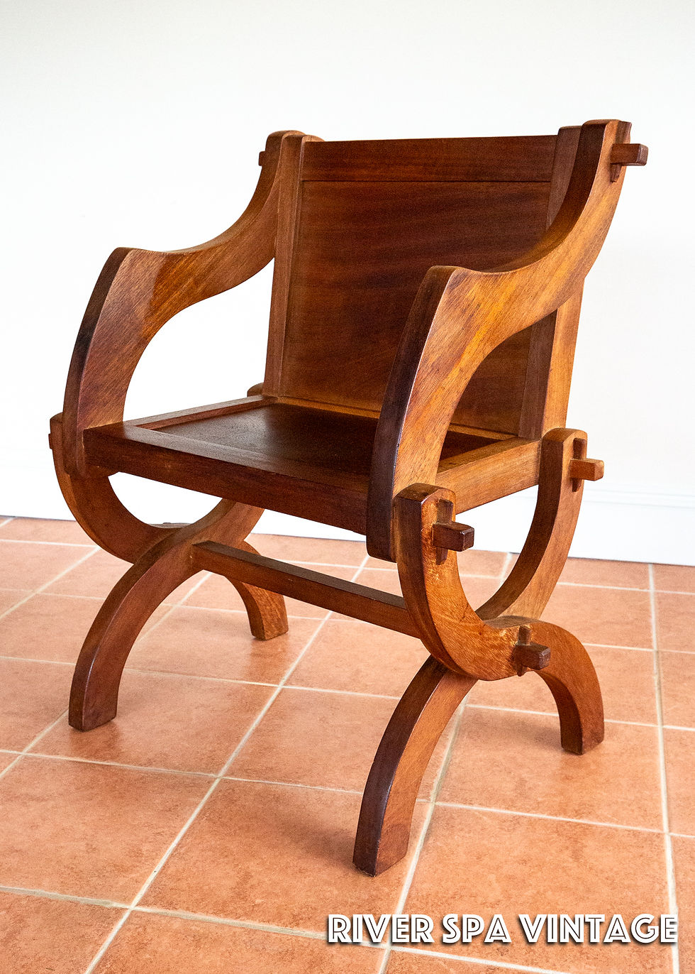 Thumbnail: Glastonbury Throne Chair Artisan Sculptural Craftsman Savonarola Rustic Elm Wood
