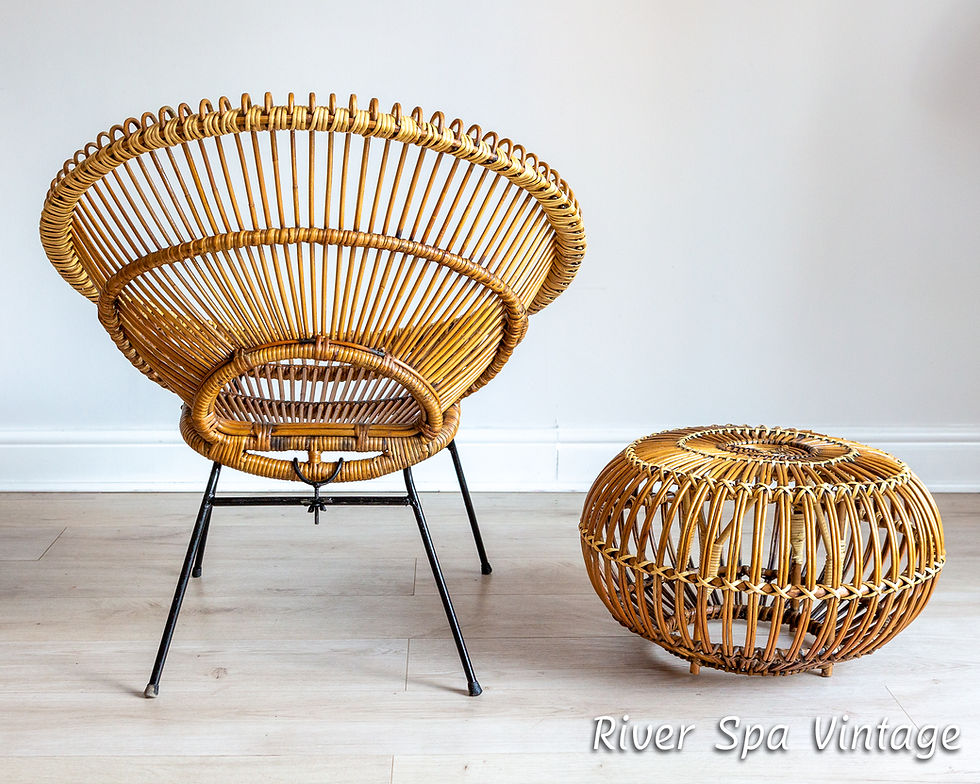 Thumbnail: Franco Albini & Janine Abraham & Dirk Jan Rol Rattan Chair & Lobster Pot Ottoman