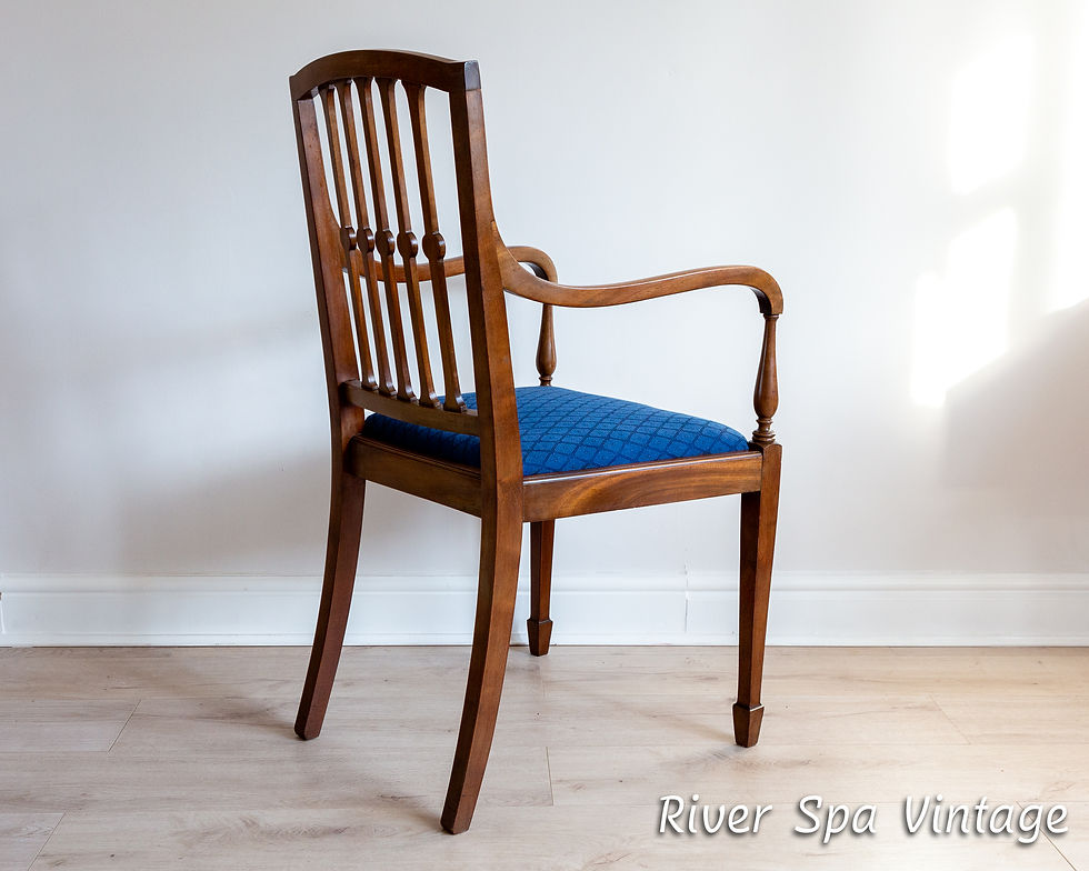 Thumbnail: Fine English Sheraton Revival Regency Antique Mahogany Inlaid Armchair
