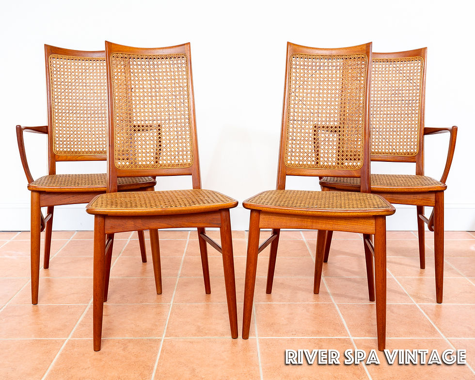 Thumbnail: Danish Dining Chairs 1960s Teak Niels Koefoeds Set of 4 Lis Hornslet Rattan Cane