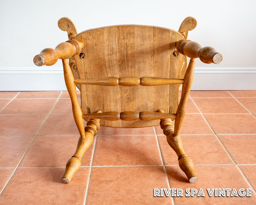 Thumbnail: Large Blonde Farmhouse Windsor Chair Victorian Style Grandfather Armchair