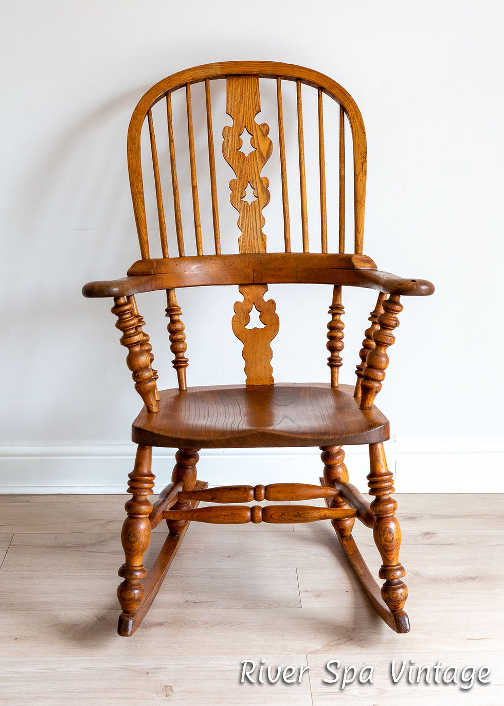 Thumbnail: Fine Antique Windsor Rocking Chair Ash Elm 19th Century Broad Arm Yorkshire