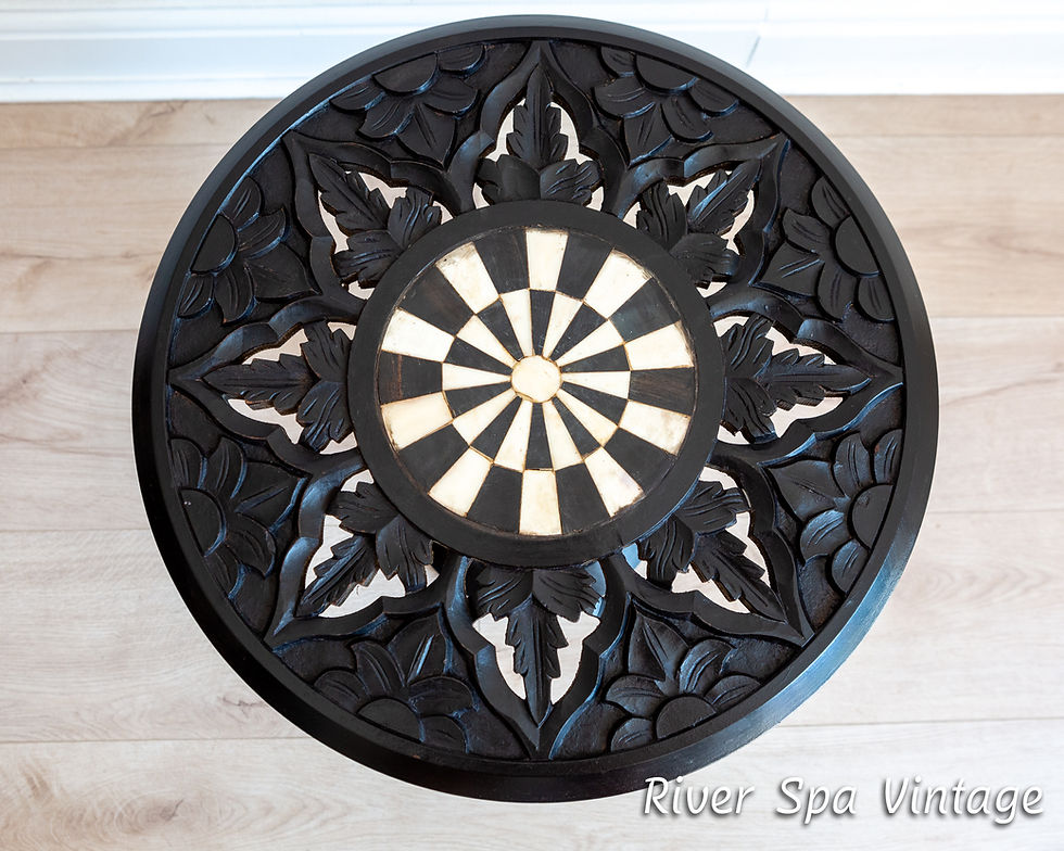 Thumbnail: Antique Bone Inlaid Table Moroccan Accent Table Aesthetic Movement Ebonised