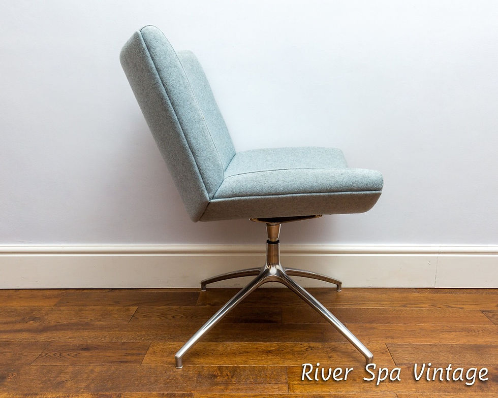 Thumbnail: Tweed Wool & Aluminium Swivel Office Easy Lounge Chair Verco Blue MCM Vintage