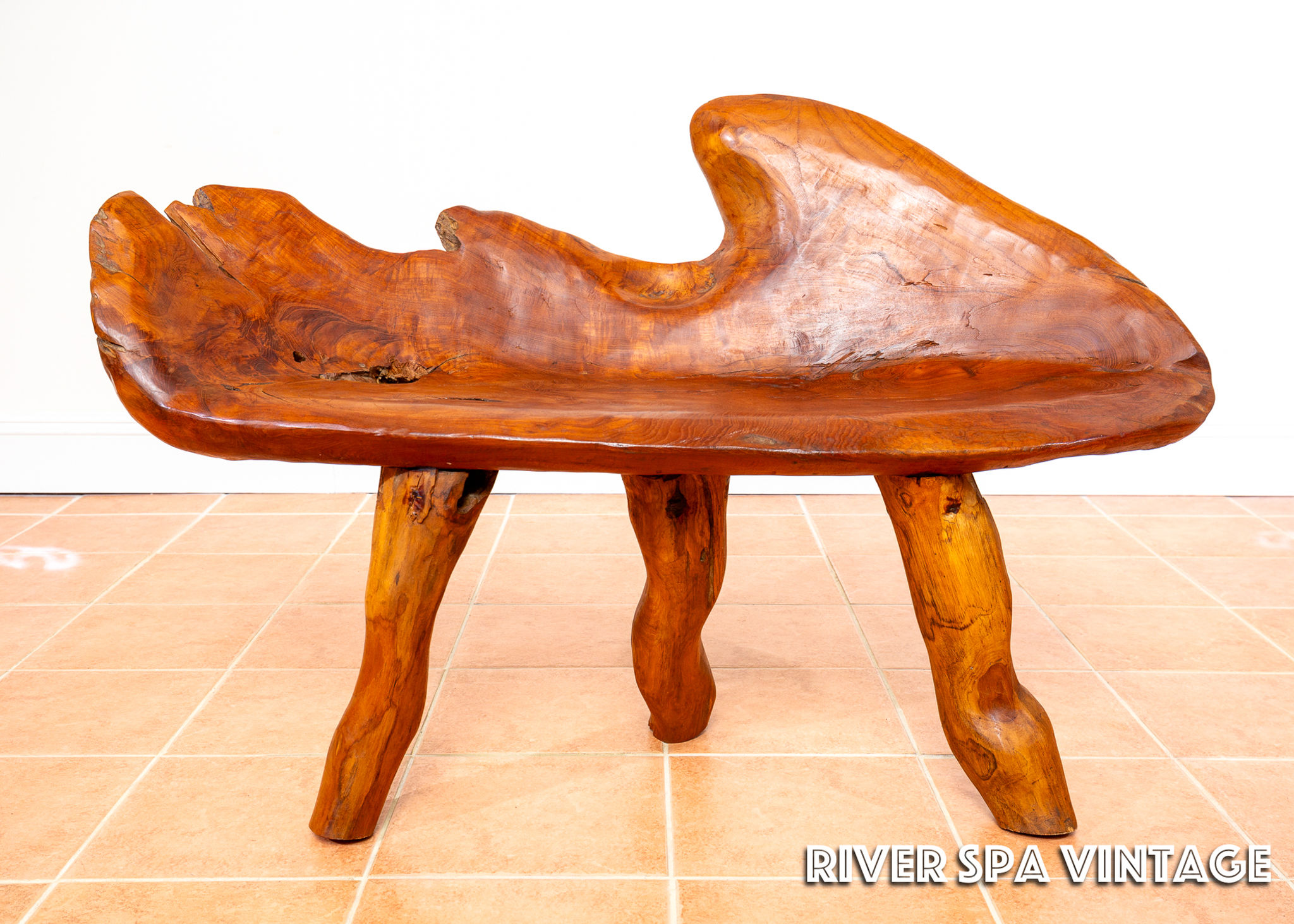 Sculptural Statement Bench Teak Root Natural Organic Artistic Rustic Vintage MCM
