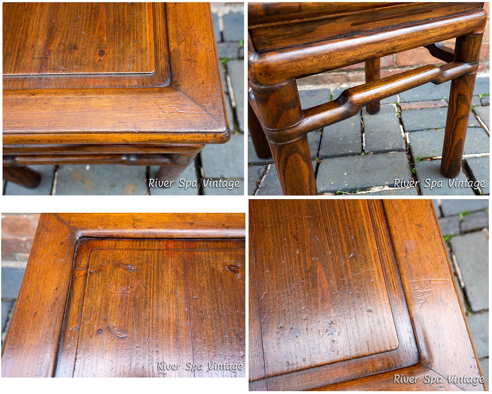 Thumbnail: Antique Chinese Square Table Humpback Shanxi Province Lamp Table 1900 Yumu Elm