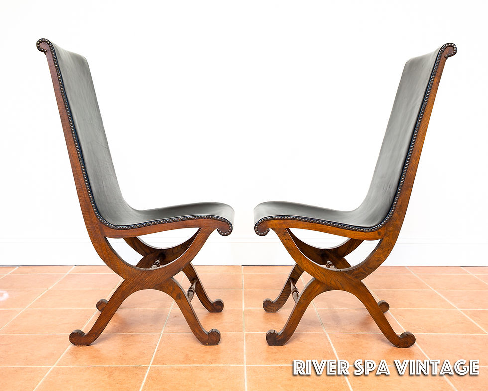 Thumbnail: 4 Spanish Oak Leather Dining Chairs by Pierre Lottier Valmazan Mid Century 1960s