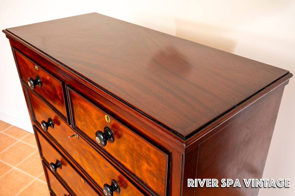 Thumbnail: Rare Fine Tall Chest Of Drawers Flame Mahogany 19th Century Victorian 7 Drawers