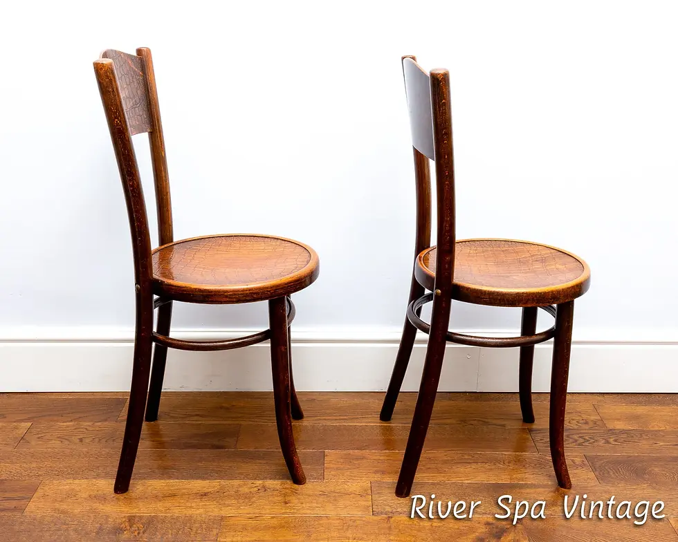 Thumbnail: Pair of Antique Mundus Crocodile Bentwood Bistro Chairs Art Nouveau Thonet Style
