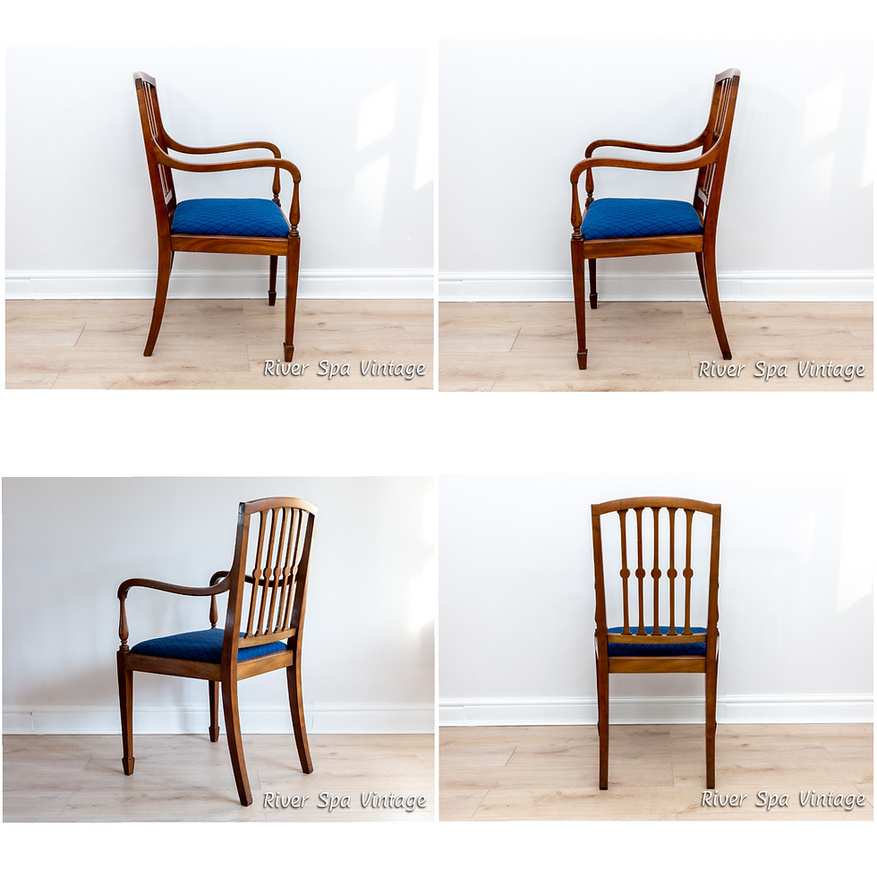 Thumbnail: Fine English Sheraton Revival Regency Antique Mahogany Inlaid Armchair