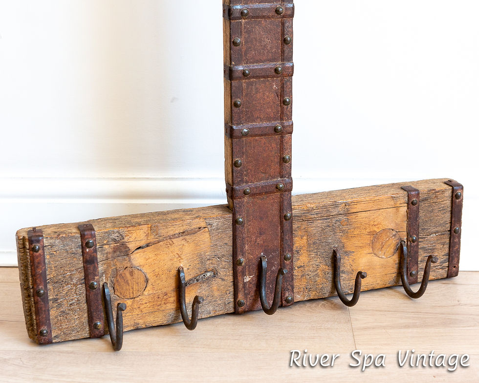 Thumbnail: 18th Century Rustic Decorative Oak & Wrought Iron Equestrian Tack Rack Gun Rack