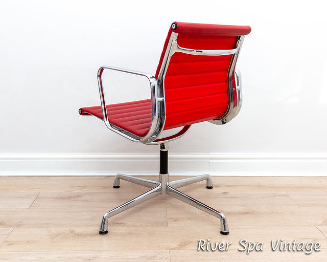Thumbnail: Set of 4 Eames EA108 1970s Swivel Leather and Chrome Aluminium Armchairs by ICF