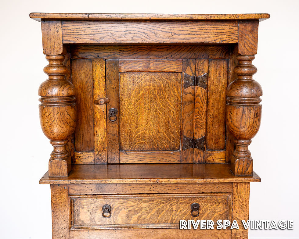 Thumbnail: Golden Oak Narrow Court Cupboard English Antique Country House Hallway Cabinet